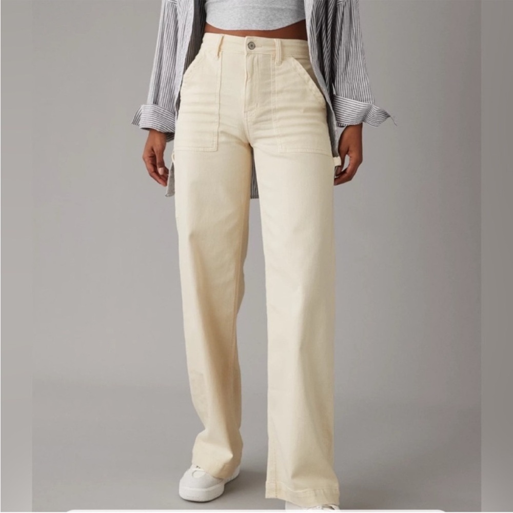NWT AE Dreamy Drape Woven Super High  Waisted Pants